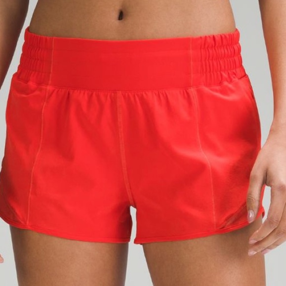 Lululemon Hotty Hot High Rise lined short 2.5 Color Hot Heat (Red Color)